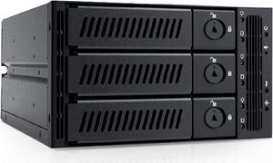 Mediasonic 3 x 3.5" and 2.5" SATA 3 / SAS 2 Hard Drive or SSD to 2 x 5.25" Drive Bay Mobile Rack Backplane - Hot-Swap / Removable Tray Design / Metal Construction (HT31-203)
