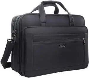 Large Canvas Tote Laptop Case 19 Inch Computer Work Business Mens Office Carrying Messenger Book Bag Black