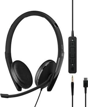 EPOS Adapt 165T USB-C II - Wired, Double-Sided Headset-3.5mm Jack/USB-C Connectivity, MS Teams Certified-UC Optimized-Superior Stereo Sound-Enhanced Comfort-Call Control - Black