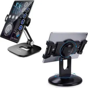AboveTEK Retail Kiosk iPad Stand, 360° Rotating Commercial Tablet Stand fits 6-13.5" Devices, Stylish Aluminum Tablet Stand, 360° Swivel iPad Stand, fits 4-11" Tablets/Smartphones
