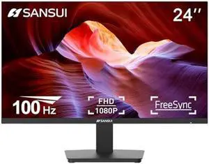 SANSUI Monitor 24 inch 100Hz PC Monitor, VESA, HDMI VGA Ports, FHD Computer Monitor Ultra-Slim Ergonomic Tilt Eye Care for Home Office (ES-24F2, HDMI Cable Included)