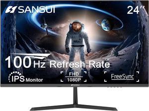 SANSUI Monitor 24 inch 100Hz IPS 1080P Computer Monitor HDMI VGA HDR Tilt AdjustableVESA Compatible for Game and Office ES24X3AL HDMI Cable Included