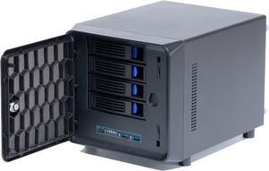 KCMconmey 4 + 1 Bay DIY NAS Case, 4 x 2.5'' / 3.5'' Tray + 1 x 2.5'' Internal Bay. MB ITX. PSU Flex. Front USB 3.0 8cm Chassis Fan Hot Swap Backplane. Network Attached Storage Private Cloud Enclosure.