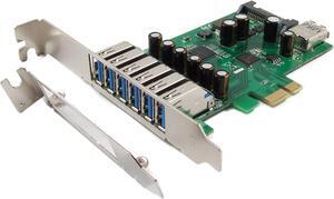Ableconn PEX-UB127 7-Port USB 3.0 6X External + 1x Internal PCI Express (PCIe) Low Profile Host Adapter Card - Renesas NEC UPD720201 chipset