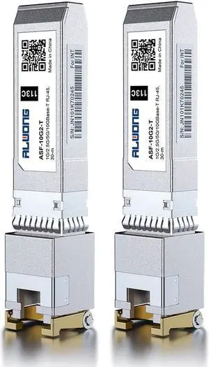 2Pack 2.5/5/10G-T Transceiver, 10G SFP+ to RJ-45 Copper Module for Cisco SFP-10G-T-S, Ubiquiti, Meraki, Mikrotik, Netgear, D-Link, Accton, Cumulus etc. CAT.6a/CAT7, 30m.