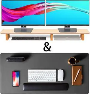 Leather Desk Pad& Monitor Stand