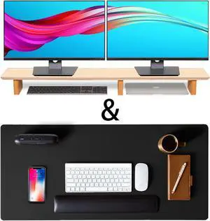 Leather Desk Pad& Monitor Stand