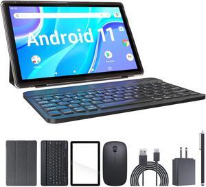 ATOZEE ZB10S2IN1 10.1 Inch Android 11 Tablet with Keyboard, Mouse, Case, Stylus, 6000mAh Battery, 32GB / 512GB Expandable Storage, 8MP Dual Camera, WiFi, BT, Google Play Certified