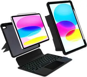 baaaq Keyboard Case Compatible for iPad 10.9 in 10th Gen 2022, Magnetic Detachable Kickstand case ith Bluetooth Backlit Trackpad Keyboard