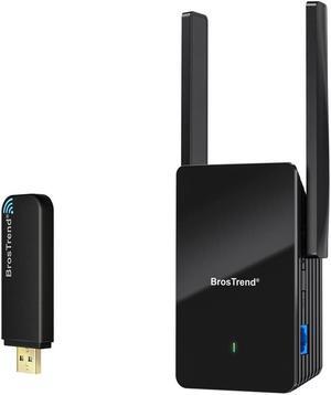 BrosTrend AX1500 WiFi Extender Signal Booster for Home Gigabit Ethernet Port WiFi 6 Extender + Linux USB WiFi Adapter 1200Mbps Supports Ubuntu, Mint, Kali, Debian, Kubuntu, Mate, PureOS, Windows...