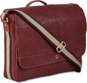 Real Leather Laptop Bag Men Women Distressed Vintage Messenger Satchel Shoulder Bag (Oxblood)