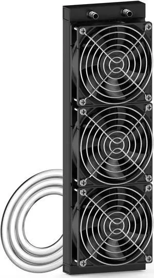 Clyxgs Water Cooling Radiator, 12 Pipe Aluminum Heat Exchanger Radiator with Fan for PC CPU Computer Water Cool System DC12V 360mm Black