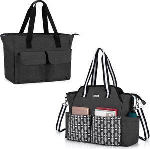 CURMIO Teacher Work Bag for Women, Portable Teacher Utility Tote Bag with Padded Laptop Sleeve