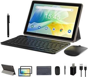 2 in 1 Tablet, 10 inch Android Tablets with Keyboard 64GB ROM 512GB Expandable, Dual Camera, IPS Screen Tablet Computer, WiFi, Bluetooth, Long Battery Life, Google Certified Tablet PC, Black