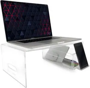 AHANICORN Acrylic Laptop Stand for Desk, Bed, and Coffee Tables with Detachable Phone Stand Compatible with 16 Inch MacBook Pro