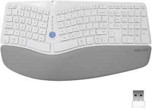 DeLUX Wireless Ergonomic Split Keyboard with Cushioned Palm Rest Against Carpal Tunnel, [Standard Ergo] Keyboard Series, Multi-Device Connection, Compatible with Windows, Mac OS (GM901D-White)