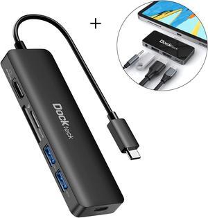 USB C Hub HDMI PD Adapter, Dockteck Type C Hub with 4K 60Hz, 100W PD, SD & microSD Card Reader, 2 USB 3.05Gbps, 3.5mm Headphone Jack, for MacBook Air/Pro, Surface Pro 7/8, XPS and More