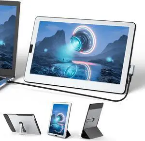 FLYTOCCA 14" Portabler Monitor, 360° Rotatable Monitor, FHD 1080P IPS, Laptop Screen Extender Connected by HDMI Or Type-C