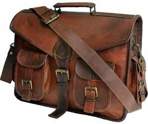 Laptop Messenger Bag 17.5 Inch Vintage Canvas Leather Shoulder Bag, Durable Computer Bags Business Briefcases Satchel Bag Work Bags for Men and Women