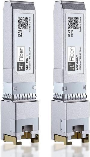 2 Pack 10Gb SFP+ to RJ45 Module, 10Gbase-T Ethernet SFP+ Copper Transceiver for HP Procurve, HP Aruba, MikroTik, Ubiquiti, Unifi, Netgear, QNAP, D-Link and More, Cat6a/Cat7,30m (98ft)