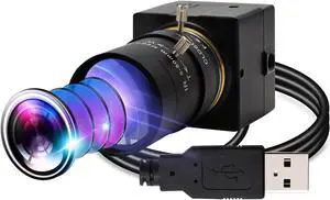 Hotpet 2MP Webcam 5-50mm Varifocal Lens USB Camera HD 1080P 0.01Lux Low Illumination USB Camera Sony IMX322/IMX323 Sensor H.264 Format Industrial Camera Play & Plug Free Drive OTG 2.0 Camera