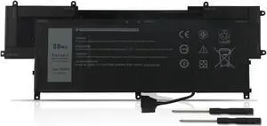 ANTIEE TVKGH 88Wh Laptop Battery Replacement for Dell Latitude 9510 / Latitude 9520 2-in-1 Series N7HT0 V5K68 HYMNG N2NLL 08NFC7 N2NLL N7HTO 089GNG 0PKW00 0HYMNG 11.4V 7334mAh 6-Cells