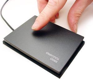 Extra Large Ergo Touchpad ETP001ELTP Wired USB - Black - Low Profile - Easy Attach with Included Hook & Loop or Separate Tabletop Foam Pad, 3.8 x 3 Inch Dimension