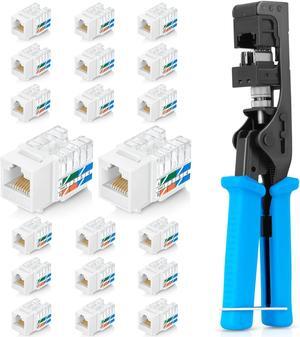 Everest Media Solutions Bundle - 2 Items: easyJACK - Speed Termination Tool + 20 Pack of RJ45 CAT6 UTP Keystone Jacks - White