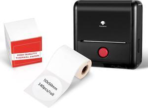 Thermal Label Maker Printer Mini - M200 Thermal Label Printer Bluetooth Wireless Support up to 3inch / 80mm Label, Comptible with iOS & Android, with One Roll 50x50mm Round Labels, 140 Labels