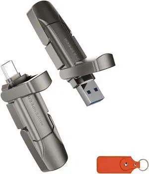 MOVE SPEED 512GB Thumb Drive, 1000MB/s Read Write Speed, USB 3.2 Gen2+Type C Dual Interface SSD Drive with Leather Case Memory Stick for iPhone 15, 16 Series/MacBook/Android/Audio etc(1 Pack)
