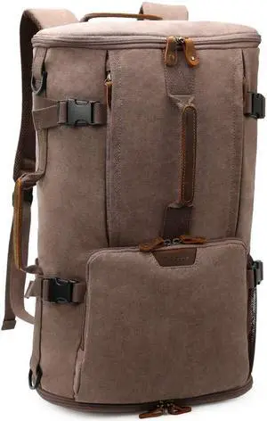 G-FAVOR 40L Travel Backpack, Vintage Canvas Rucksack Convertible Duffel Bag Carry On Backpack Fit for 17.3 Inch Laptop Bag