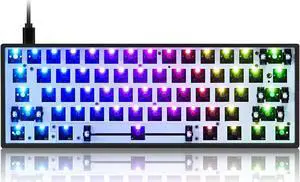 Guffercty kred GK61X PCB Plate Case 60% Keyboard Custom Hot Swappable RGB Keyboard DIY Kit Wired Tyce-C for 3/5 Pin Switch (GK61X Black)