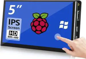 HMTECH 5'' Raspberry Pi Screen Touchscreen Monitor 800x480 HDMI Monitor with IPS Screen LCD Display for Raspberry Pi 400/4/3/2/Zero/B/B+, Banana Pi, Jetson Nano, Windows 7/8/10/11