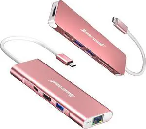 Hiearcool USB C Hub, Adapter USB C Dongle for MacBook Pro, 7 in 1 USB C to HDMI Adapter, USB C Hub,Adapter USB C Dongle for MacBook Pro, 7 in 1 USB C to HDMI Multi-Port Adapter Docking Station