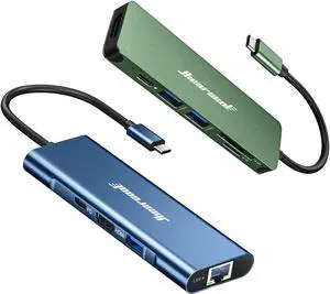 Hiearcool USB C Hub,USB C Dongle for MacBook Pro,7 in 1 USB C to HDMI Multi-Port Adapter, USB C 4K 60Hz HDMI Adapter,8 IN1 Multi-Port Type C Adapter 1Gbps 100W PD USB C Dock USB3.0 TF/SD Dongle