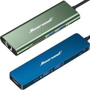 Hiearcool 7IN1 USB C Hub and 8IN1 USB C Adapter, Adapter USB C Dongle for MacBook Pro USB C to HDMI Multi-Port Adapter
