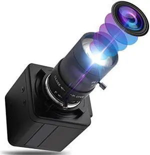 2MP Webcam 5-50mm Varifocal Lens USB Camera HD 1080P High Speed VGA 100fps USB Webcamera CMOS OV2710 Sensor Industrial Camera with Aluminum Case Play & Plug Free Drive OTG 2.0 Camera