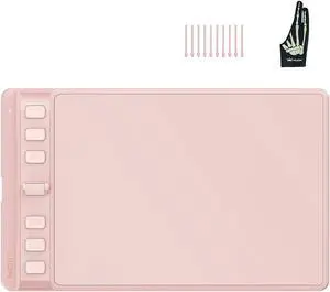 2023 HUION Inspiroy 2 Small Drawing Tablet (Pink) and HUION Skeleton Artist Glove