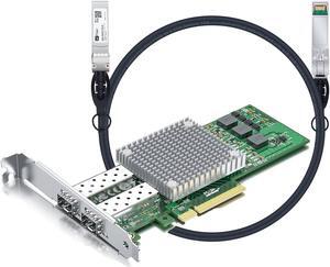 10Gb SFP+ PCI-E Network Card with 2m 10G DAC, Dual SFP+ Ports NIC Compare to Broadcom BCM57810S, PCI Express X8, Support Windows Server/Linux/VMware