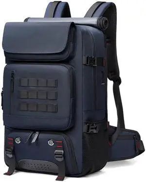 Men travel backpack,waterproof 17 inch Business Laptop with Separate Shoe Bag,Hidden USB charging port Hiking backpack 50L outdoors trekking  (blue)