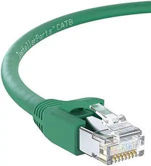 InstallerParts Ethernet Cable CAT8 Cable 50 FT - Green - Professional Series - 40Gigabit/Sec Network/High Speed Internet Cable for Router, Modem,Gaming/2000 MHZ, 24AWG