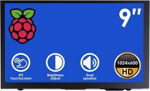 HMTECH 9 Inch Raspberry Pi Screen Touchscreen Monitor 1024x600 HDMI Monitor 16:9 IPS Screen Display for Raspberry Pi 4/3/2/Zero/B/B+ Win11/10/8/7, Free-Driver