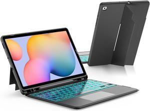 JUQITECH Trackpad Keyboard Case for Samsung Galaxy Tab S6 Lite 10.4" 2024/2022/2020, SM-P620/P625/P610/P613/P615/P619 Tablet Protector Case Kickstand with Magnetic Wireless Backlit Touchpad Keyboard