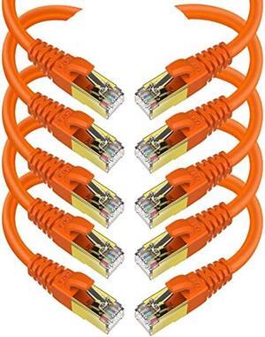 CAT 8 Ethernet Cable Shielded SFTP Internet Network Patch Cord, Heavy Duty High Speed LAN Cables w Gold Plated RJ45 Connector Professional for Router, Modem, Gaming, Xbox (15 Feet, 10 Pack Orange)