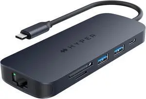 HyperDrive Next 8 Port USB C Hub for Mac, PC, and Chromebook with 4K60Hz HDMI, 2 USB-A, 10Gbps 140W Power Delivery, SD & microSD Card Reader, Ethernet Ports