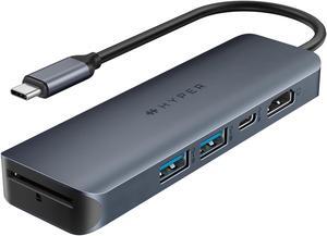 HyperDrive Next 6 Port USB C Hub for Mac, PC, Chromebook with 4K60Hz HDMI, 2 USB-A, USB C Hub 10Gbps, USB-C 10Gbps 100W Power Delivery, 312 MB/s SD Card Reader Ports