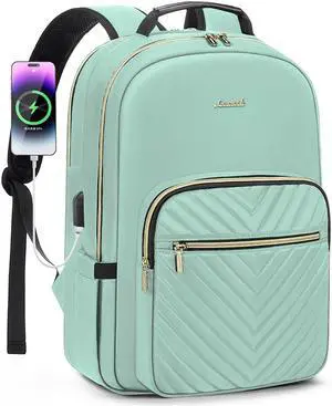 LOVEVOOK Laptop Backpack for Women 18.4 inch,Cute Womens Travel Backpack Purse,Professional Laptop Computer Bag,Waterproof Work Business College Teacher Bags Carry on Backpack with USB Port,Mint Green