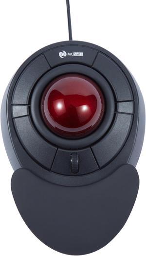 MCSaite Wired Trackball Mouse with Scroll Ring - Big Trackball Mouse with 4 Mouse Buttons and Detachable Wrist Rest - Red Ball