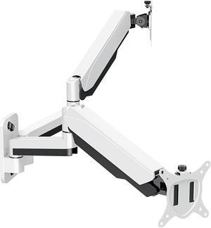 MOUNT PRO Dual Monitor Wall Mount for 13 to 32 Inch Computer Screens, Gas Spring Wall Monitor Arm for 2 Monitors, Each Holds Up to 17.6lbs, Adjustable Wall Monitor Mount with VESA 75x75/100x100, White
