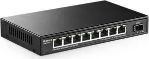 MokerLink 8 Port 2.5G Ethernet Switch with 10G SFP+, 8x2.5G RJ45 Ports Compatible with 100/1000Mbps, Metal Unmanaged Fanless Desktop|Wallmount Network Switch